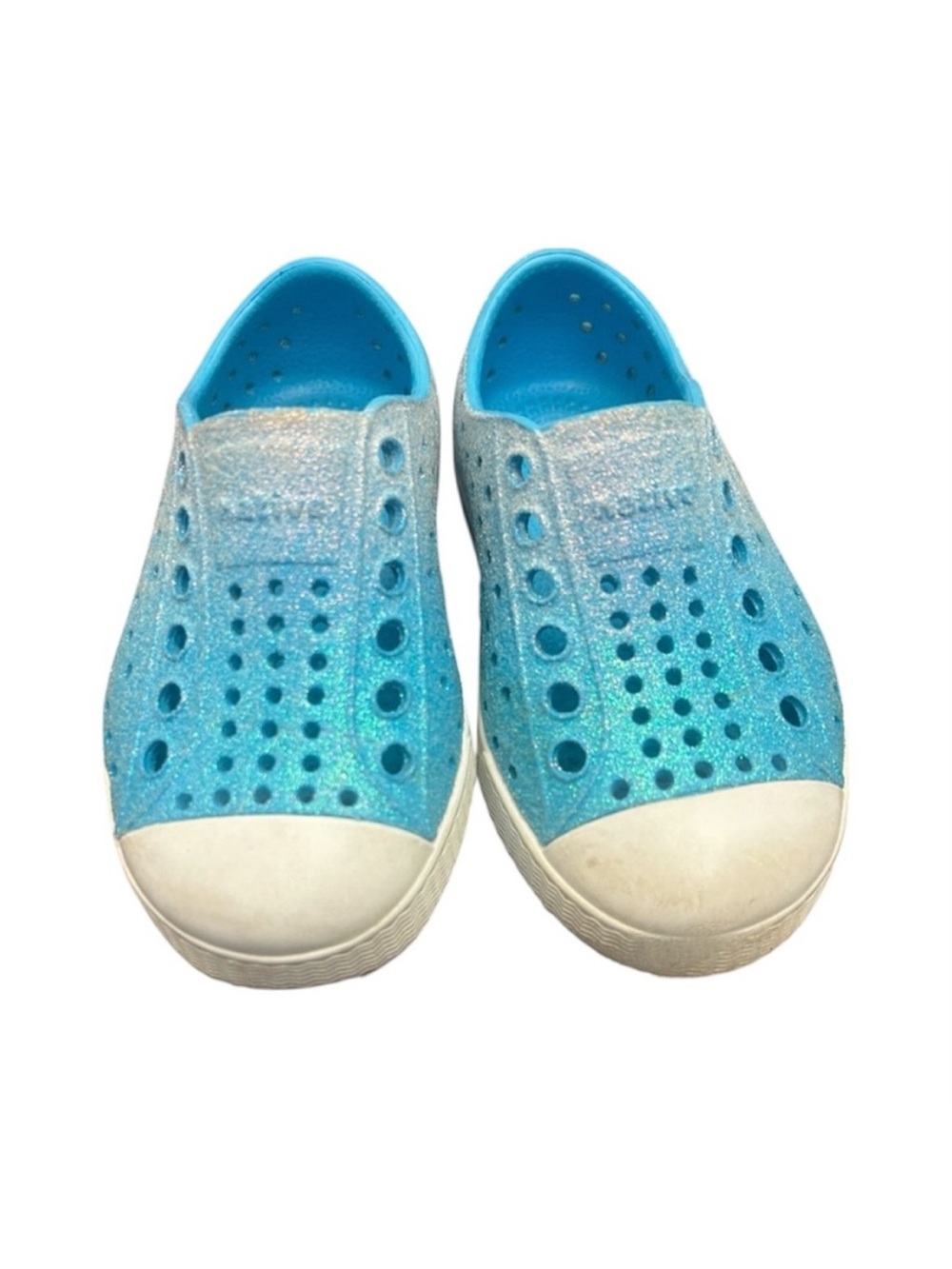 Native Bling Blue Glitter Kids Shoes Slip-On Size C6 Toddler Little Kid